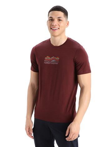 Men's Icebreaker Merino Tech Lite II Short Sleeve Mountain Geology T Shirts Espresso | CA 1764ZUTG